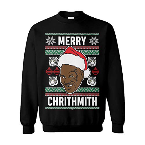 Merry Chrithmith - Tyson Funny Xmas Christmas Unisex Crewneck Sweatshirt (Black, Large)
