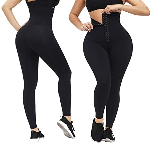 HerBose High Waisted Leggings Fall Clothes for Women 2022 | Tummy Control Waist Trainer Compression Yoga Pants Black