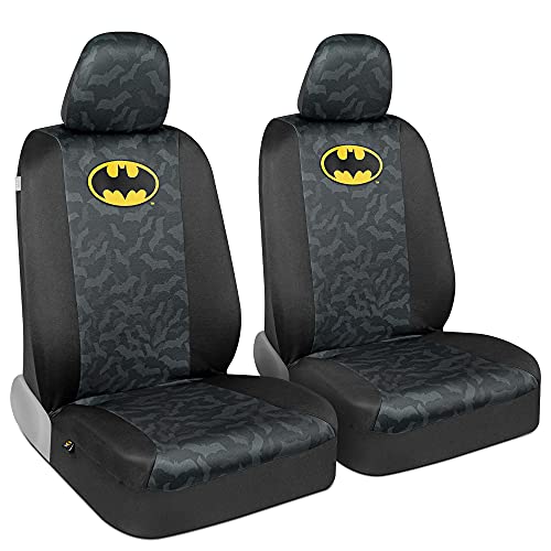 BDK Batman Car Seat Covers for Front Seats with Matching Seat Belt Pads – Officially Licensed Warner Brothers Superhero Auto Accessories Bundle, Made for Car Truck Van and SUV