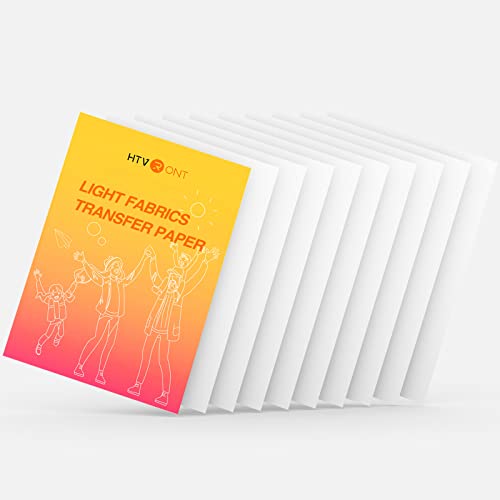 HTVRONT Iron on Transfer Paper for T Shirts - 10 Pack Printable Heat Transfer Vinyl 8.5' X 11' - Wash Durable Heat Transfer Paper for Inkjet Printer