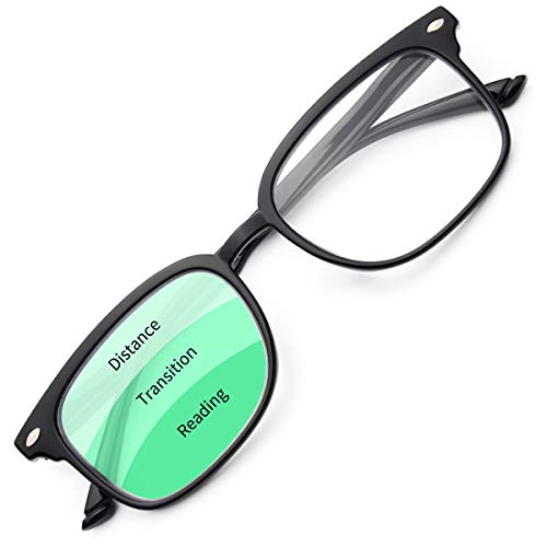 Gaoye Progressive Multifocus Reading Glasses Blue Light Blocking for Women Men,No Line Multifocal Readers with Spring Hinge (Light Black/GY1701, 2.0)