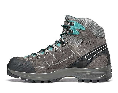 SCARPA Women's Kailash Trek GTX Waterproof Gore-Tex Lightweight Boots for Backpacking and Hiking - Smoke/Lagoon - 8-8.5