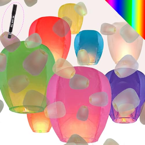 10 Pack Multicolored, Release Chinese Lanterns Easy to Use, Paper Lanterns were The Highlight of Party! Chinese Lanterns for Memory of Family.