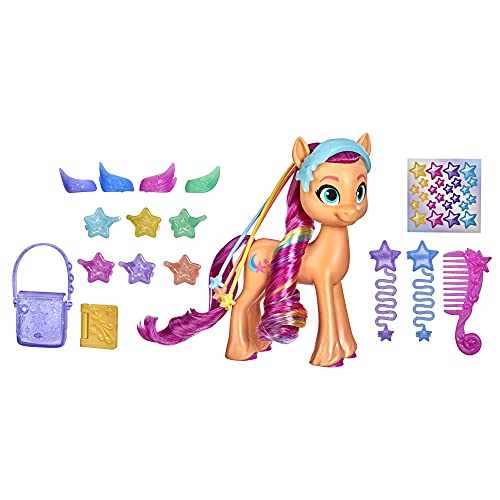 My Little Pony: A New Generation Rainbow Reveal Sunny Starscout - 6-Inch Orange Pony Toy with Surprise Rainbow Braid and 17 Accessories