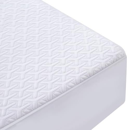 MERITLIFE Premium 100% Waterproof Mattress Protector Queen Size Cooling Bed Mattress Pad Cover Soft Breathable All-round Protection Noiseless Vinyl Free Washable (White,Queen)