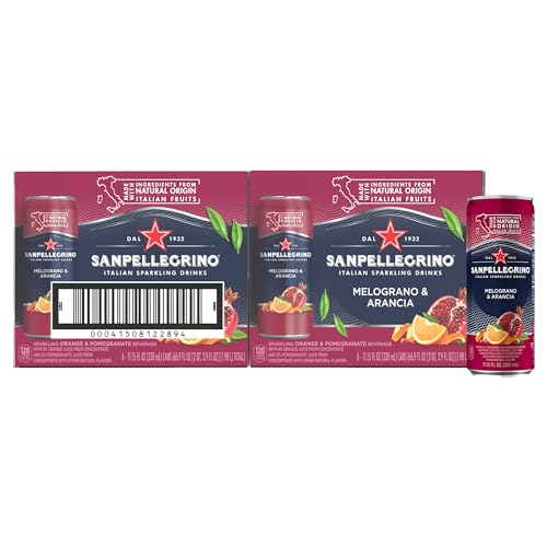 Sanpellegrino Italian Sparkling Drink Melograno and Arancia, Sparkling Orange and Pomegranate Beverage, 24 Pack of 11.15 Fl Oz Cans