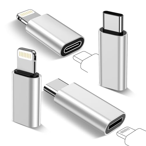 xiwxi【2*Lightning Female to USB C Male Charger Converter&【2*Type C Female to Lightning Male Adapter】 for iPhone 15 Pro Max Plus/14 13 12,Samsung,iPad Air,PD Fast Charging&Data Transfer,Not Audio/OTG