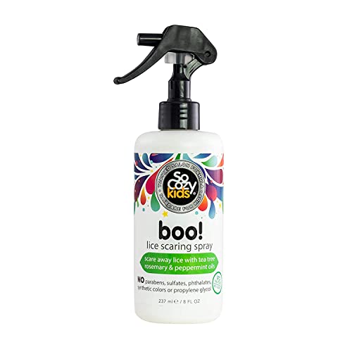 SoCozy Boo Lice Scaring Spray For Kids Hair, Effective Lice Treatment (8 Fl Oz) Clinically Proven to Repel Lice, Conditioning Spray with Tea Tree Oil, Rosemary Oil & Keratin, Paraben & Sulfate Free