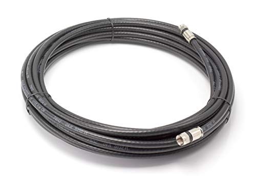 50' Feet, Black RG6 Coaxial Cable (Coax Cable) with Weather Proof Connectors, F81 / RF, Digital Coax - AV, Cable TV, Antenna, and Satellite, CL2 Rated, 50 Foot