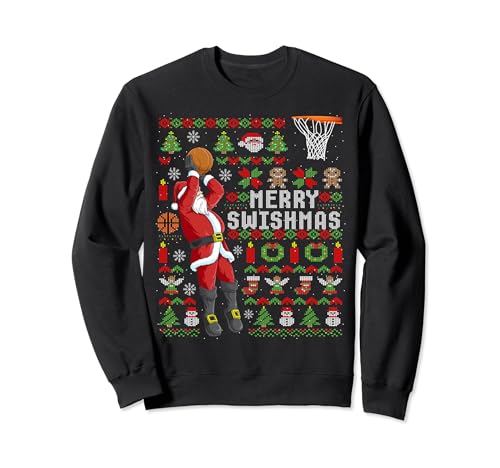 Merry Swishmas Ugly Christmas Basketball Christmas Sweatshirt
