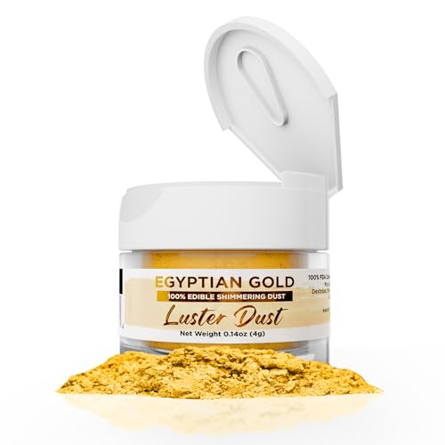 BAKELL Edible Luster Dust & Paint | Egyptian Gold LUSTER DUST | KOSHER | 100% Edible & Food Grade| Cakes, Vegan Paint & Dust (Egyptian Gold)