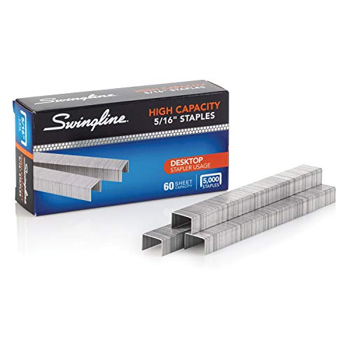 Swingline Staples, High Capacity, 60 Sheet Capacity, 5/16' Length, 210/Strip, 5000/Box (S7081032)