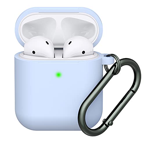 Airpods Case Cover, LELONG Soft Silicone Protective Case Cover with Keychain for Apple Airpods 2nd 1st Charging Case Men Women [Front LED Visible] Light Purple