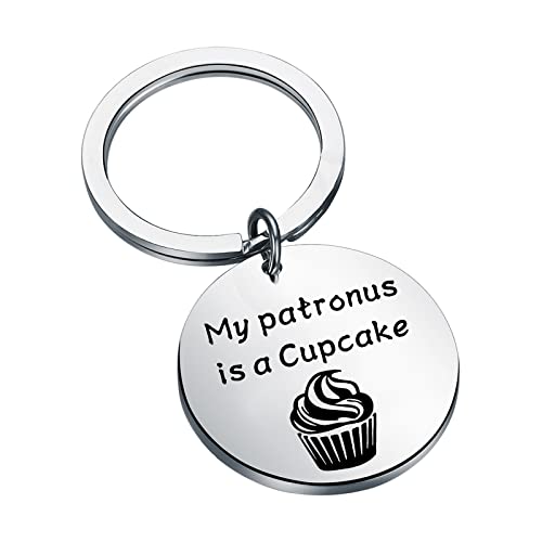 bobauna Baker Gift Bake Keychain My Patronus Is A Cupcake Jewelry Bread Cupcake Pastry Chef Gift (patronus cupcake keychain)