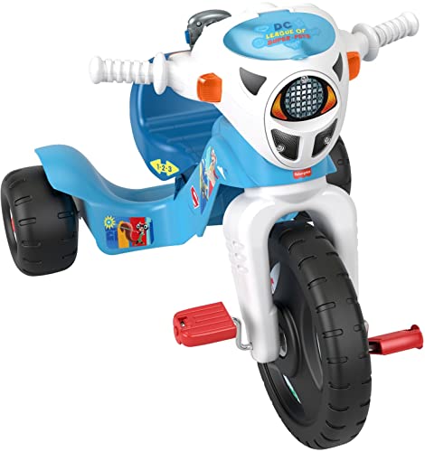 Fisher-Price DC League Of Super-Pets Toddler Tricycle Lights & Sounds Trike Bike With Handlebar Grips And Movie Phrases For Preschool Kids