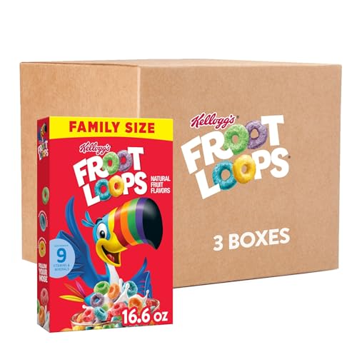 Froot Loops Breakfast Cereal, Kids Cereal, Family Breakfast, Family Size, Original (3 Boxes)