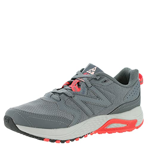 New Balance Women's 410 V7 Trail Running Shoe, Ocean Grey/Outerspace/Vivid Coral, 8.5