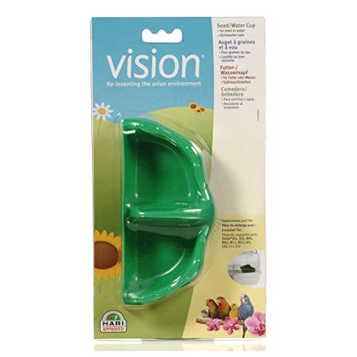 Vision Bird Seed and Water Cup, Bird Food & Water Dish, Green, 83435