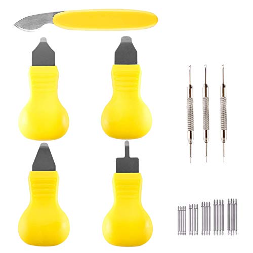5 Sizes Watch Back Case Opener Removal Knife Repair Tool with 3pcs Spring Bar Tools and 20 pcs Watch Pins,28pcs