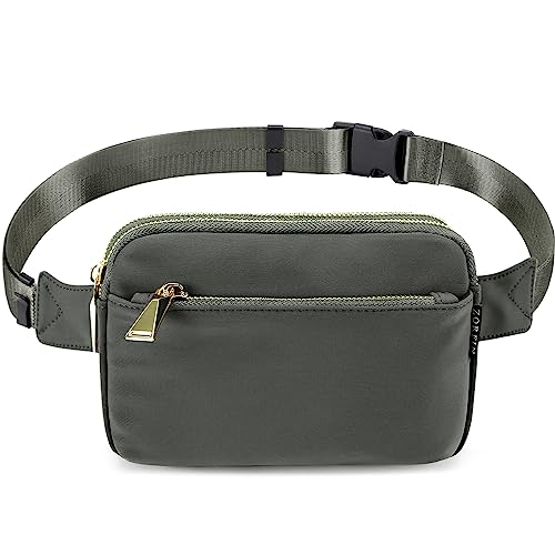 ZORFIN Fanny Packs for Women Men, Cross Body Fanny Pack Belt Bag for Women with Adjustable Strap, Fashion Waist Packs for Workout/Running/Hiking (Gray)