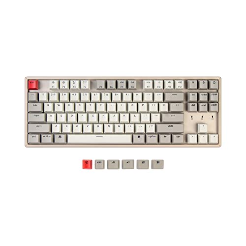Keychron K8 87-Key Tenkeyless Layout Hot-Swappable Wireless Bluetooth Mechanical Keyboard for Mac Windows, Multitasking USB Wired Gaming Keyboard with Keychron Mechanical Brown Switch Aluminum Frame
