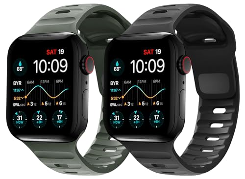 Sport Band Compatible with Apple Watch Bands 44mm 45mm 49mm 42mm 38mm 40mm 41mm, Waterpoof Soft Silicone Apple Watch Ultra/Ultra 2 Band for Apple Watch Series 9 8 7 6 5 4 se Men Women iwatch Bands