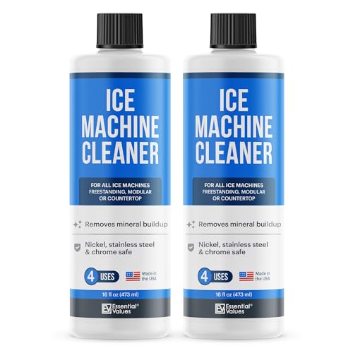 2-Pack Ice Machine Cleaner and Descaler 16 fl oz, Nickel Safe Descaler | Ice Maker Cleaner Compatible with All Major Brands (Scotsman, KitchenAid, Affresh) - Made in USA by Essential Values