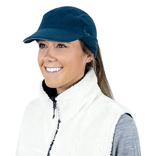 TrailHeads Fleece Ponytail Hat for Women – Trailblazer Reflective Winter Hat with Ponytail Hole for Workouts, Teal
