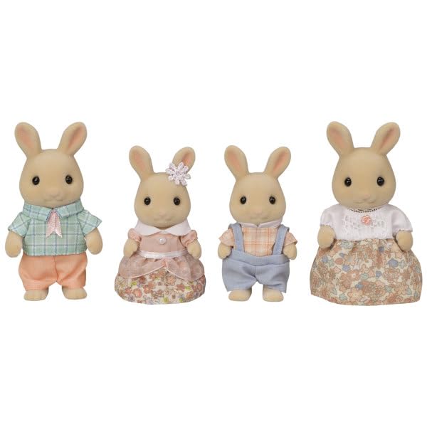 Calico Critters Milk Rabbit Family - Set of 4 Collectible Doll Figures for Children Ages 3+