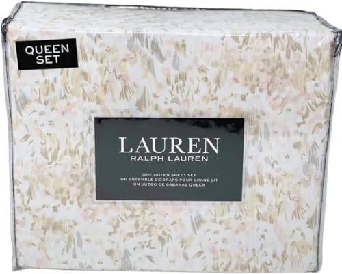 Ralph Lauren Lauren Queen Sheet Set Gray/Blue/Green/Pink Floral on Cream