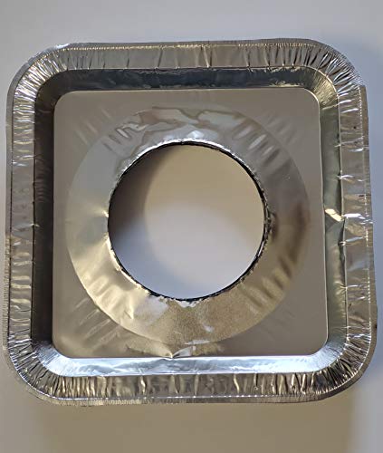 Top Grade Aluminum Foil Square Stove Burner Covers - Universal Size Disposable Bib Liners for Gas Burner (Pack of 16)