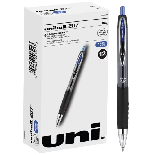 Uniball Signo 207 Gel Pen 12 Pack, 1.0mm Bold Blue Pens, Gel Ink Pens | Office Supplies Sold by Uniball are Pens, Ballpoint Pen, Colored Pens, Gel Pens, Fine Point, Smooth Writing Pens