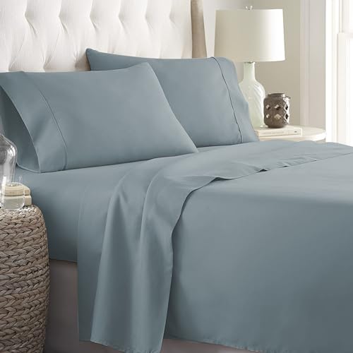 Danjor Linens California King Sheet Set - - 6 Piece Set Including 4 Pillowcases - Deep Pockets - Breathable, Soft Bed Sheets - Wrinkle Free - Machine Washable - Spa Blue Cal King Bed Sheets - 6 pc