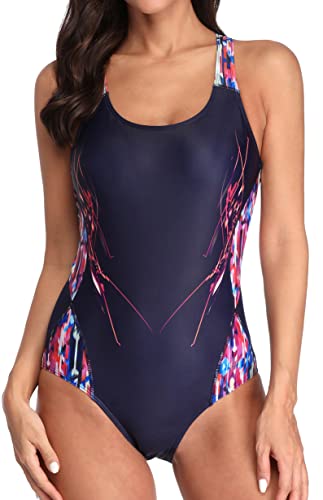 beautyin One Piece Exercise Swimwear for Women Athletic Sports Bathing Suits