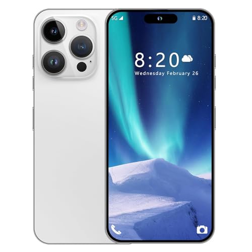 KURSARKEE I14 Pro MAX Unlocked Cell Phone,Smartphone Long Battery Life 6.82' HD Screen Unlocked Phones, 6+256GB Android 13.0 with 128G Memory Card, Dual SIM/Fingerprint Lock/Face ID/GPS (White)