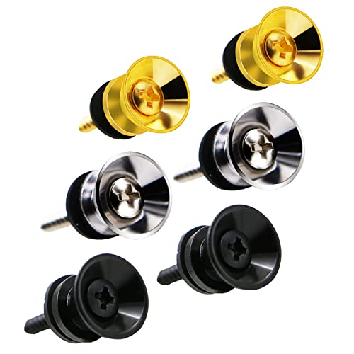 Guitar Strap Locks Buttons Metal End Pins with Mounting Screws for Acoustic Classical Electric Guitar Bass Ukulele