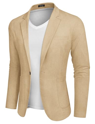 COOFANDY Men's Linen Blazer Jacket Lightweight Classic Fit Casual Sport Coat Beach Wedding Suit Jacket