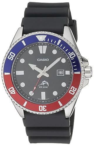 Casio Men's Stainless Steel Quartz Watch with Resin Strap, Black, 26 (Model: MDV-106B-1A2VCF)