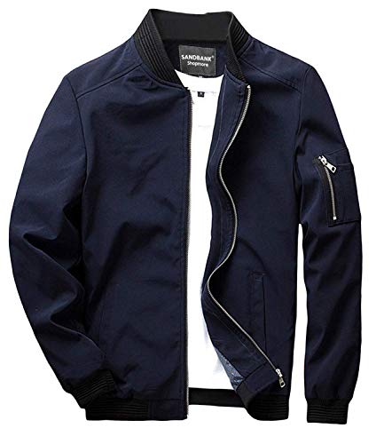 sandbank Men's Slim Fit Lightweight Softshell Flight Bomber Jacket Coat (US 3XL, Deep Blue #2)