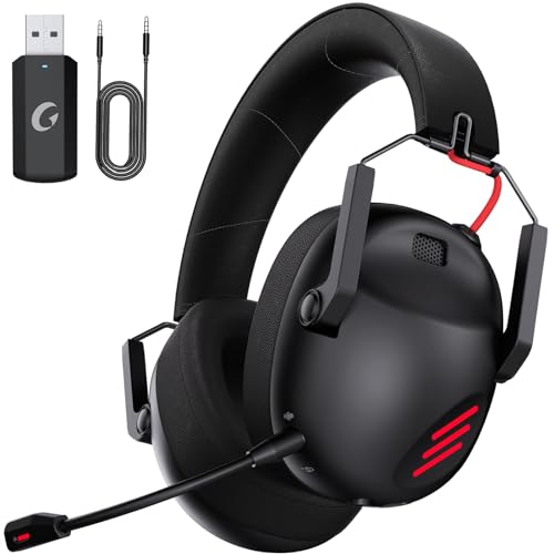 KAPEYDESI Wireless Gaming Headset for PC, PS5, PS4, Mac, Nintendo Switch, Gaming Headphones with Microphone, Bluetooth 5.3 Gaming Headset Wireless, ONLY 3.5mm Wired Mode for Xbox Series - Black