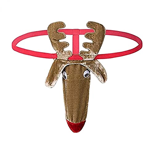 melupa Men's Sexy Thong Novelty Underwear Panties Briefs Funny G-String T-Back Husband Boyfriend Valentine's Day Lingerie Gifts, B-red, One Size