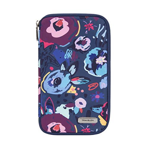 Travelon RFID Blocking Family Passport Zip Wallet, Mod Floral, 4.75' x 8.25' x 0.75'