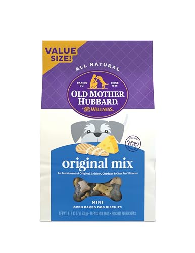 Old Mother Hubbard by Wellness Classic Original Mix Natural Dog Treats, Crunchy Oven-Baked Biscuits, Ideal for Training, Mini Size, 3.8 pound bag