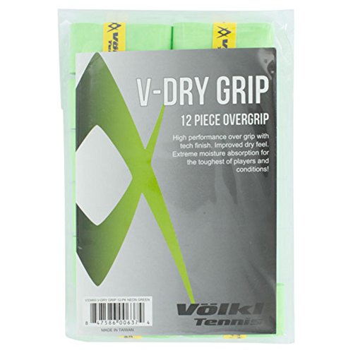 VOLKL VDRY12PK V Dry Tennis Overgrip 12 Pack (Neon Green)