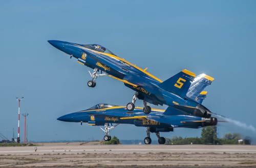 BUY ART FOR LESS Officially Licensed WC002 Blue Angels Airplane Stunt Group Photography by Wayne Collamore 18 x 24 Inch Art Poster - Print On Demand
