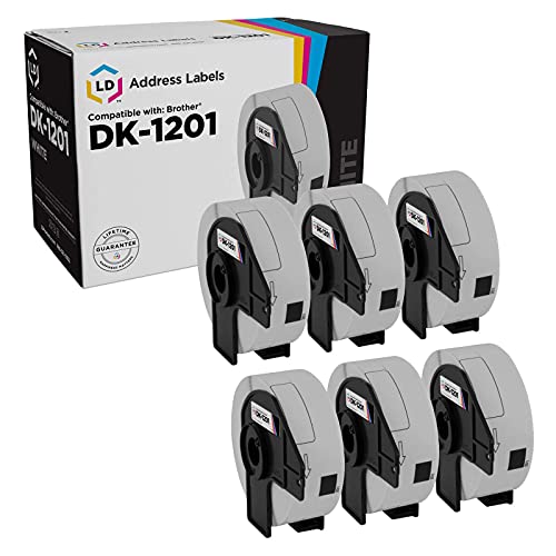 LD Products Compatible Address Label Replacement for Brother DK-1201 1.1 in x 3.5 in (400 Labels, 6-Pack) for use in P-Touch QL Label Makers: 1050, 1050N, 1060N, 500, 550, 570, 570VM, 580N, and 650TD