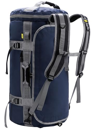 MIER Large Duffel Backpack Sports Gym Bag with Shoe Compartment, Heavy Duty and Water Resistant, Navy Blue, 60L