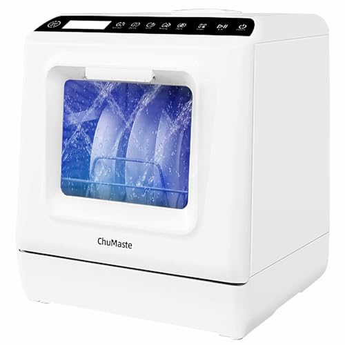 ChuMaste countertop dishwasher, portable dishwasher, with water tank, 5 wash programs, dishwasher with drying and can also be connected to the tap. For apartments, dorms, offices, boats, RVs.