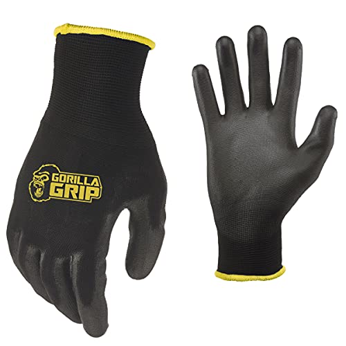 Gorilla Grip, Slip Resistant Work Gloves 15 Pack, Medium,Black