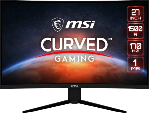 MSI G273CQ, 27' Gaming Monitor, 2560 x 1440 (QHD), VA, 170Hz, FreeSync Premium, HDR Ready, HDMI, Displayport, Tilt, Black